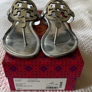 Tory Burch Metallic Silver Sandals